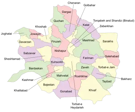 Counties of Razavi Khorasan Province