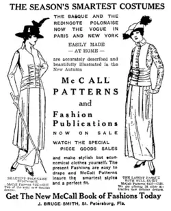 'Redingote polonaise' (left) from a McCall advertisement, 1914