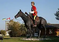 The Mountie statue, visible from Highway 13