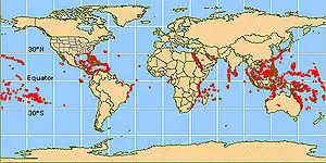 Image 1Distribution of coral reefs (from Coral reef fish)