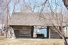 The Reese Family log barn, part of the Novinger log homestead.