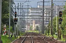 Tracks to Regensdorf-Watt station and level crossing to Altburg