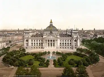 The Reichstag in Berlin ca. 1894, with a square tholobate