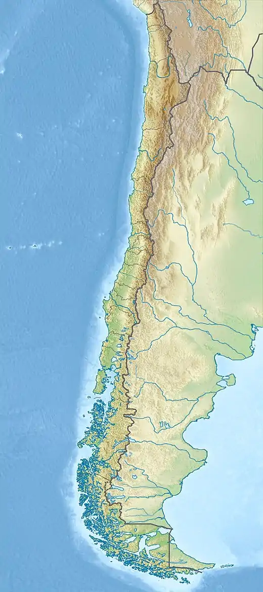 Location of lake in Chile