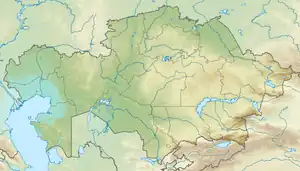 Location of Lake Issyk in Kazakhstan.