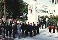 Military parade at a monument