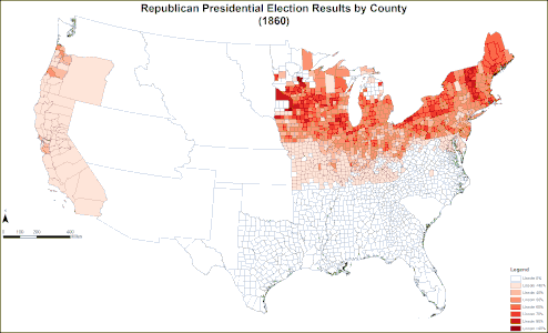 Map of Republican presidential election results by county