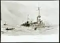 HMS Lurcher alongside Mainz, taking off survivors