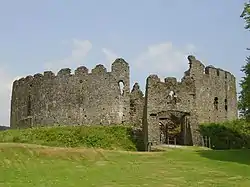 Restormel Castle built around the motte