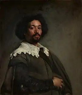 Portrait of Juan de Pareja, c. 1650 by Diego Velázquez, uses subtle highlights and shading on the face and clothes