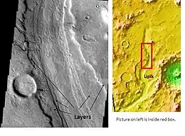 Layers in Reull Vallis, as seen by THEMIS.