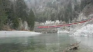 Train passing through the Ruinaulta