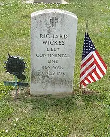 Lieutenant Richard Wickes gravestone