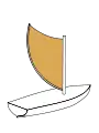 Hawaiian crab claw sail with the upper spar merged with the fixed mast