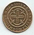 An 1812 gold 4000 réis coin from colonial Brazil