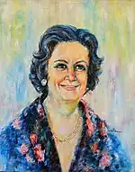 A portrait of Rita's mother that was painted in Malibu