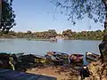 The manually-operated vehicle ferry across the river