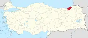 Location of the province within Turkey