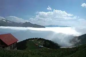 Pokut plateau. Clouds above the mountains of Rize