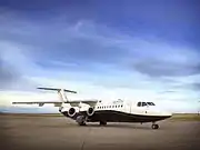 Avro RJ 100 on North Cariboo's ramp at Calgary International Airport