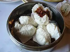 Cha siu bao, filled with char siu pork