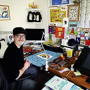 Biddulph in his studio, 2020