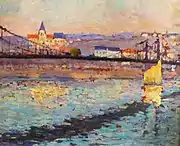 1904, Triel sur Seine, le pont du chemin de fer, 46 × 55 cm