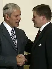 Robert Fico meeting with Serbian President Boris Tadić.