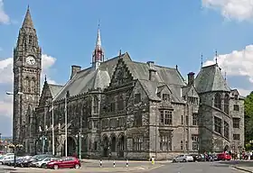 Rochdale Town Hall with tower as rebuilt (1887) to Alfred Waterhouse's design