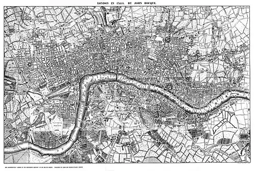 Image 26A detailed copy of John Rocque's Map of London, 1741–5 (from History of London)