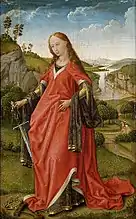 Co-worker of Rogier van der Weyden - St. Catherine, circa 1430–1432, oil on panel (right wing of diptych in Kunsthistorisches Museum, Vienna