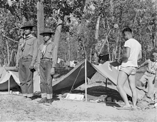 Image 30Rohwer Relocation Center, McGehee, Arkansas. A 5-day Boy Scout Camp on the bank of the Mississippi River was composed of nearly a hundred boys from the Rohwer Center, a few less form the Jerome Center, together with a small troop from the nearby town of Arkansas City.