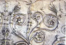 Close up on the sculpted detail of the Ara Pacis (Altar of Peace)