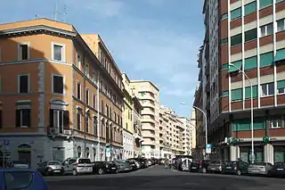 The beginning of Via Tuscolana in Piazza Sulmona