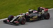 Romain Grosjean driving the Lotus E23 Hybrid at the 2015 Canadian Grand Prix.