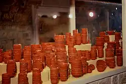 Display of South Gaulish samian plain vessels, illustrating standardisation of size