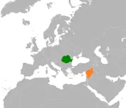 Map indicating locations of Romania and Syria