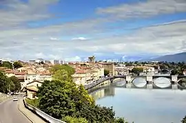 A view of Romans-sur-Isère and the river Isère