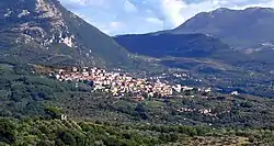 Panoramic view of Roscigno showing also Roscigno Vecchia (below in the right corner)