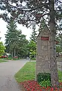 Entrance to neighborhood at Berwick and Plymouth in Rosedale Gardens Historic District