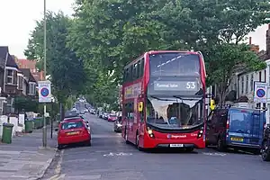 Double decker Enviro 400 hybrid bus on route 53