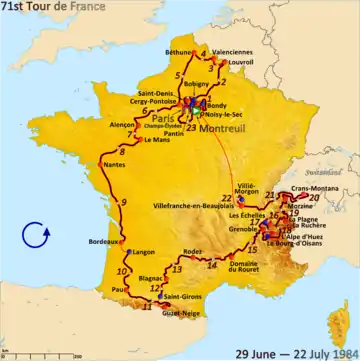 Route of the 1984 Tour de France