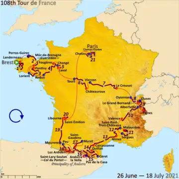 Route of the 2021 Tour de France