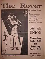 Poster from Union Theatre's production of The Rover (play) by Aphra Behn (1994), later noted in Ann Russell's edition of the script.