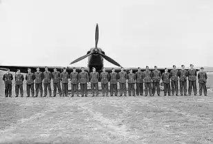 Officers of No. 103 Squadron RAF lined up at Betheniville.