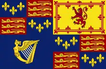 First command Flag of the Lord Admiral of England (1603-1625) under James VI and I when on board a ship.