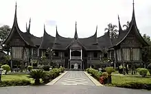 Traditional Minangkabau house in West Sumatra.