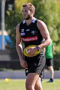 Rupert Wills playing for Collingwood in 2017