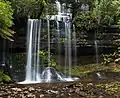 Lower curtain of Russell Falls with upper tiers visible at top of image