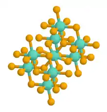 A ball-and-stick chemical model of a rutile crystal